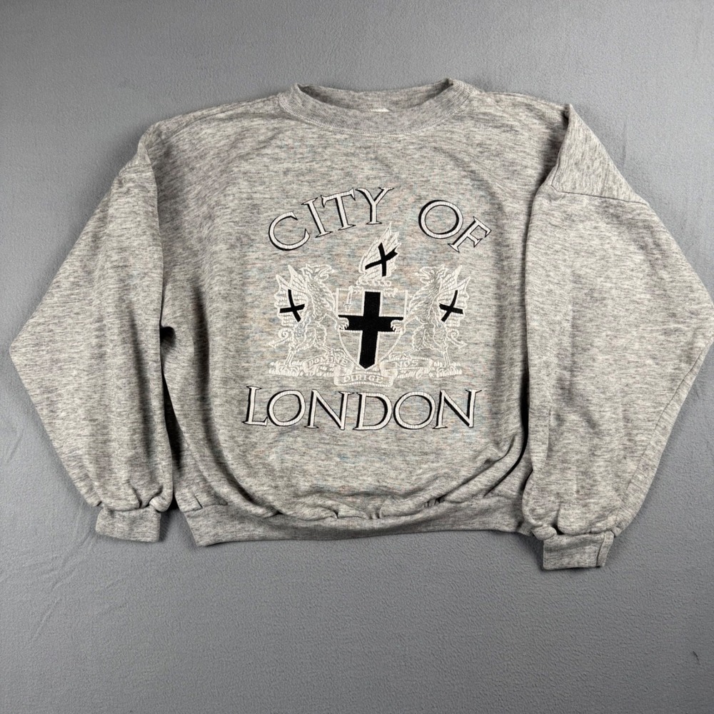 Vintage City of London Crest Sweatshirt Gray Made in England XL Streetwear